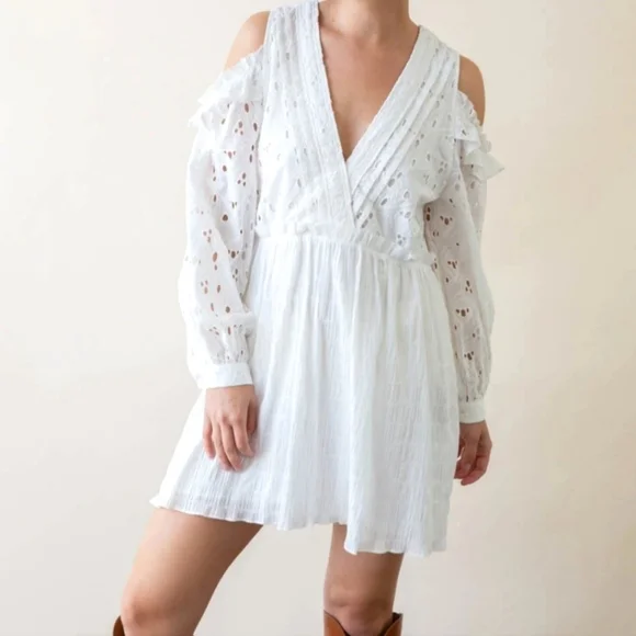 IRO | Dresses | Nwt Iro White Eyelet Ruffle Sleeve Dress Size 42 | Poshmark